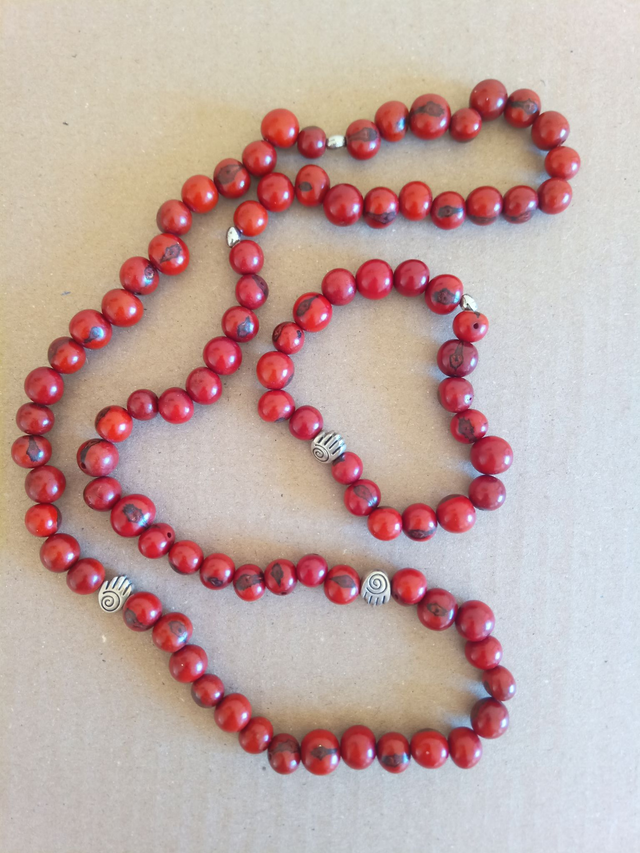 Ensemble Collier et Bracelet en Graines d'Açaï colorées