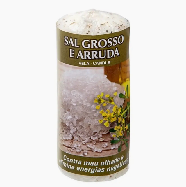 Bougie de prière Gros Sel &amp; Aruda (Contre le mauvais œil)