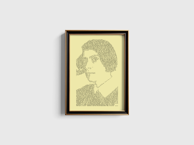 A3 Schreibmaschinen-Textbild Else Lasker-Schüler in Schwarz auf Elfenbein