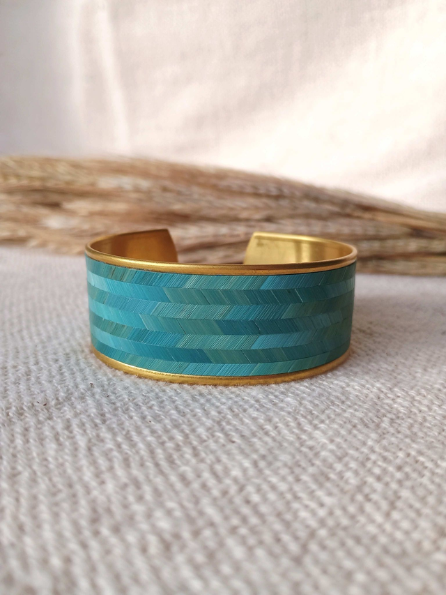 Bracelet MANCHETTE Chevron - Turquoise