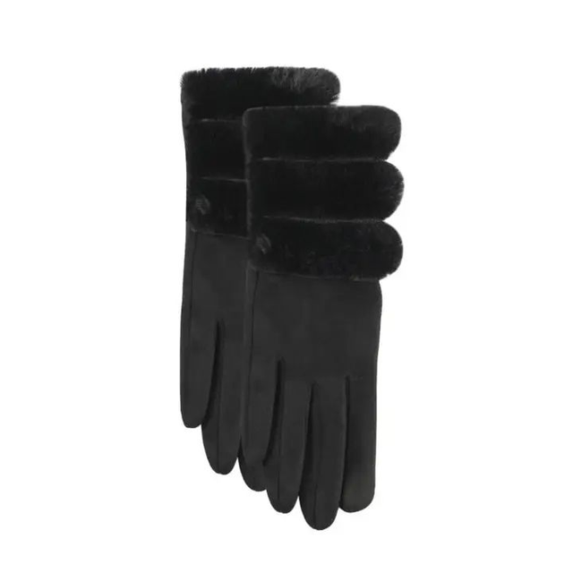 Suede &amp; Faux Fur Gloves