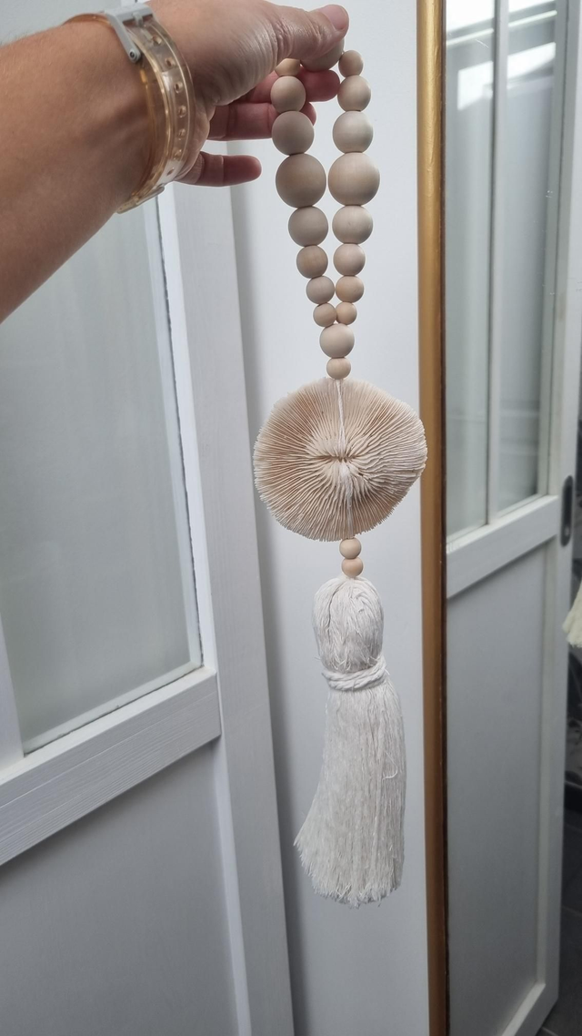 Embrasse corail pompon beige