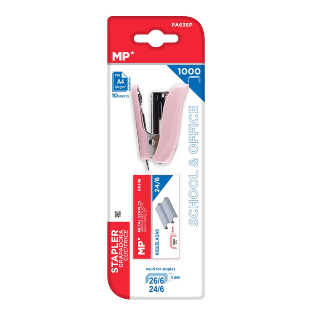 Mini agrafeuse 24/6 et 26/6 Pastel + 1000 agrafes 24/6 8435250905942