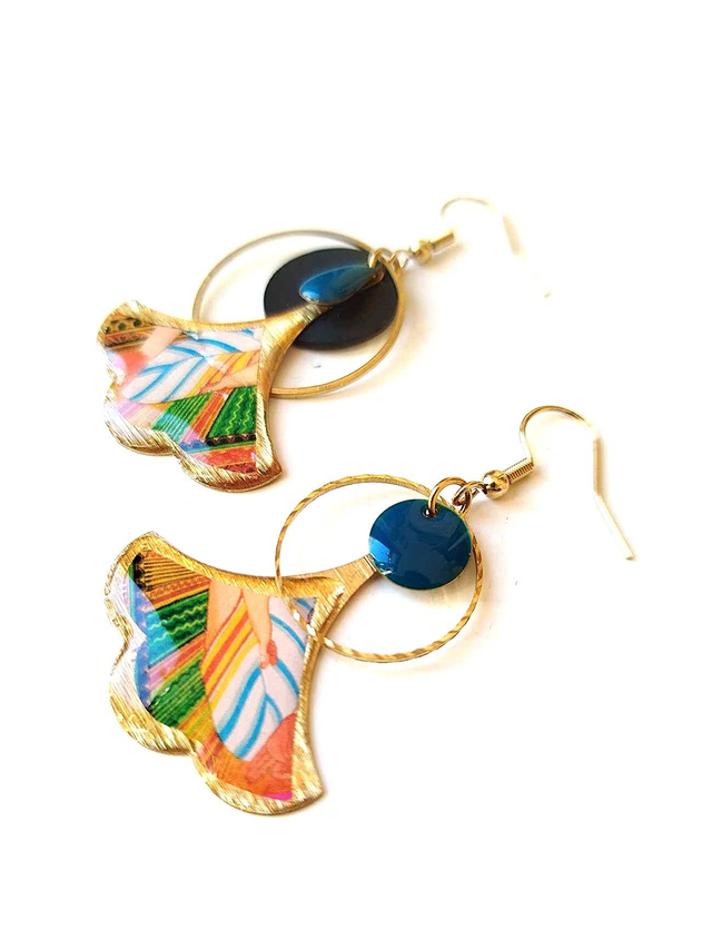 Boucles d'oreilles Asymétriques Upcyclées en Chambre à Air et Papier Recyclés - Ethniques
