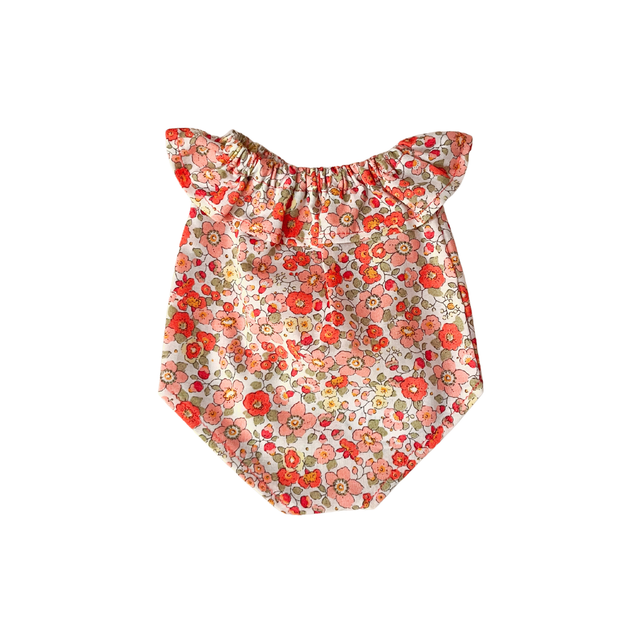 Grenouillère à col liberty rose