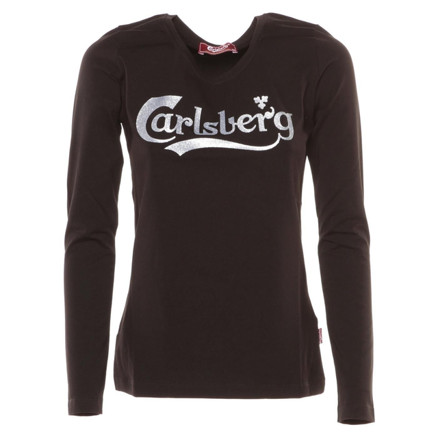 CARLSBERG  DONNA T-SHIRT MANICA LUNGA CON STMAPA ARGENTO