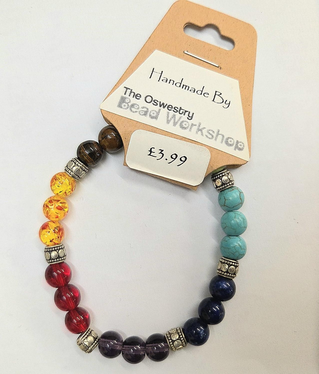 Howlite and Glass Beaded Bracelet on Strong and Stretchy Nylon 18cm 