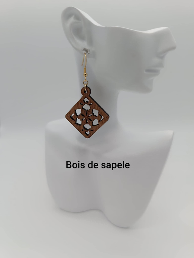 Boucles d'oreilles en bois Losange