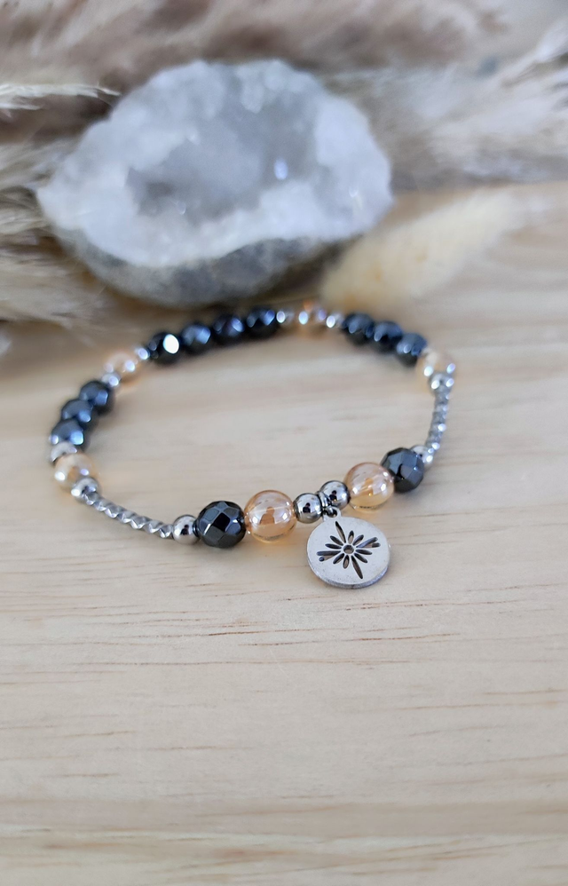 Bracelet "Confiance en soi" Hématite facettée