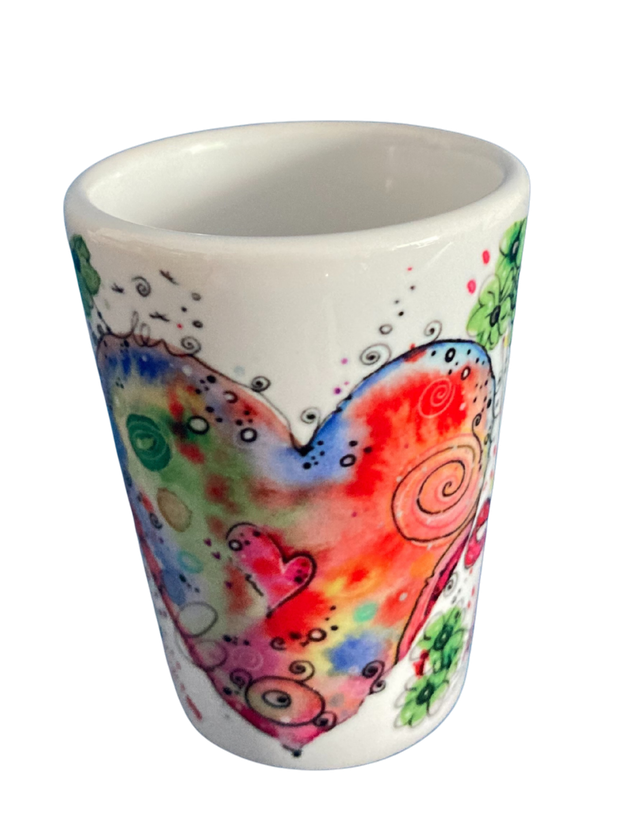 Schnapsglas Keramik "Herz mit KLee"