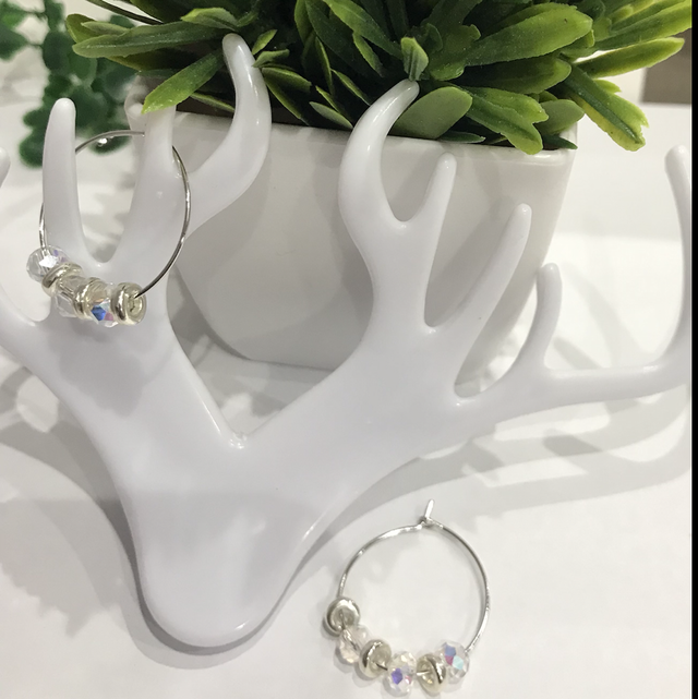 White Hoop Earrings-WHE01