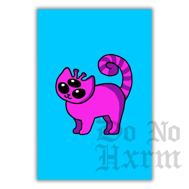 Pink Alien Cat Art Print (6x4)