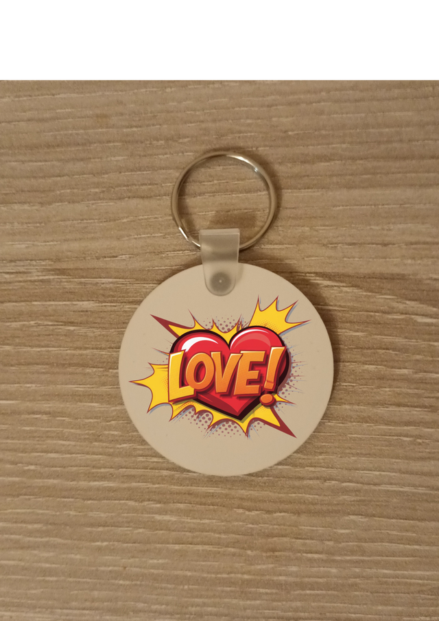 Porte clé love rouge et jaune 