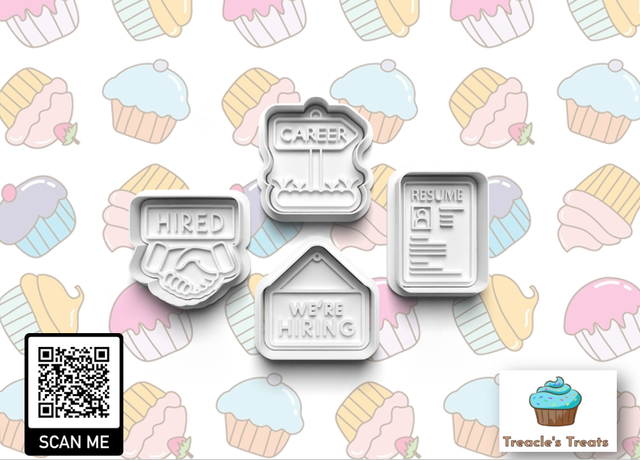 Job Hiring Theme Fondant/cookie stamps with cutters