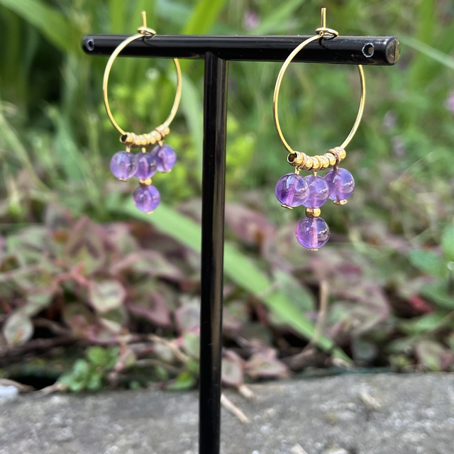  Boucle d’oreilles Améthyste 