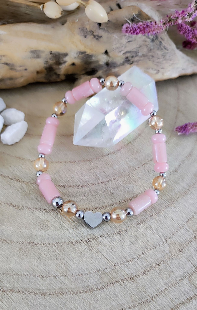 Bracelet "Amour" Opale rose