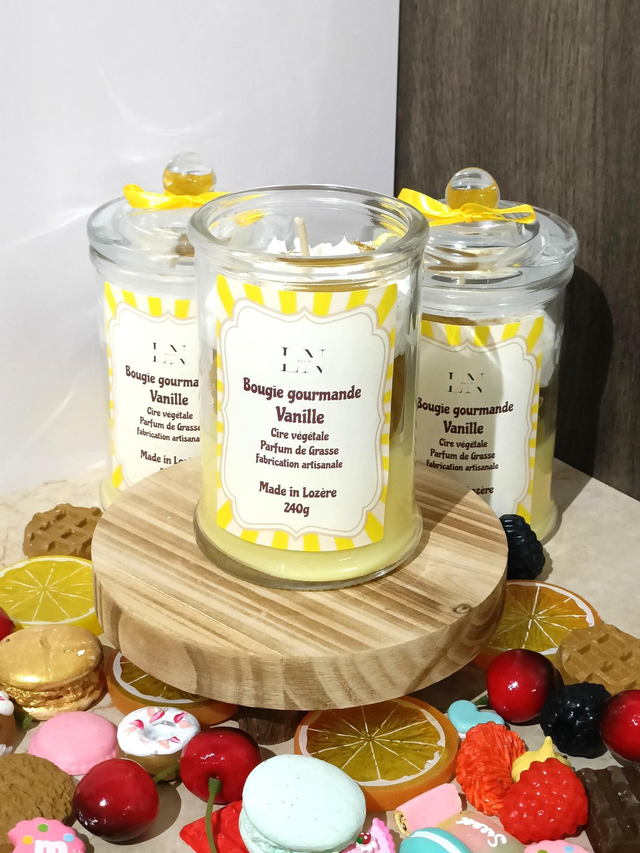 Bougie bonbonnière gourmande vanille