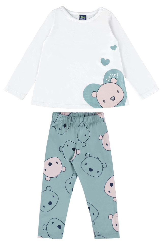 Conjunto Blusa e legging ursos verde