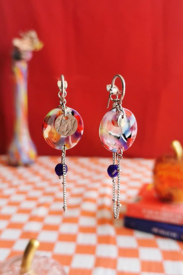 Boucles d'oreilles Asymétriques Multicolores