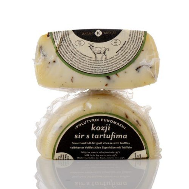 Ziegenkäse mit schwarzen Trüffel, 62€ / Kg, Gewicht siehe Produktvarianten