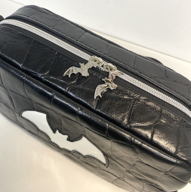 Black Croc Leather Crossbody Bag