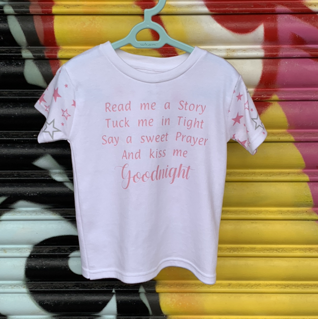 pink star print childs shorts pyjama set 