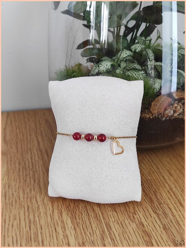 Bracelet chaîne trio - Agate rouge