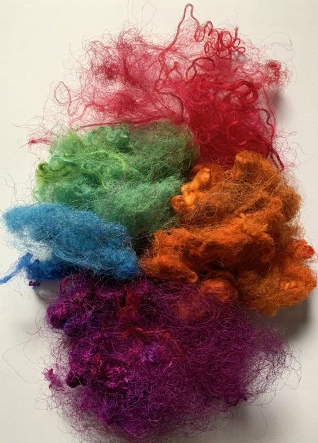 Hand Dyed Silk Throwsters Waste for Feltmaking, Papermaking, Crafts- Mixed Colors