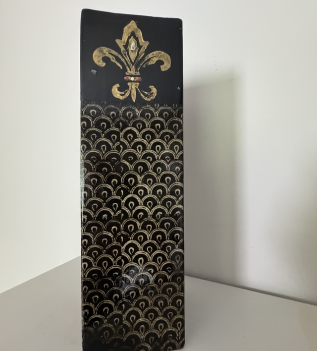Vase Decoupage quadratisch / gothic schwarz