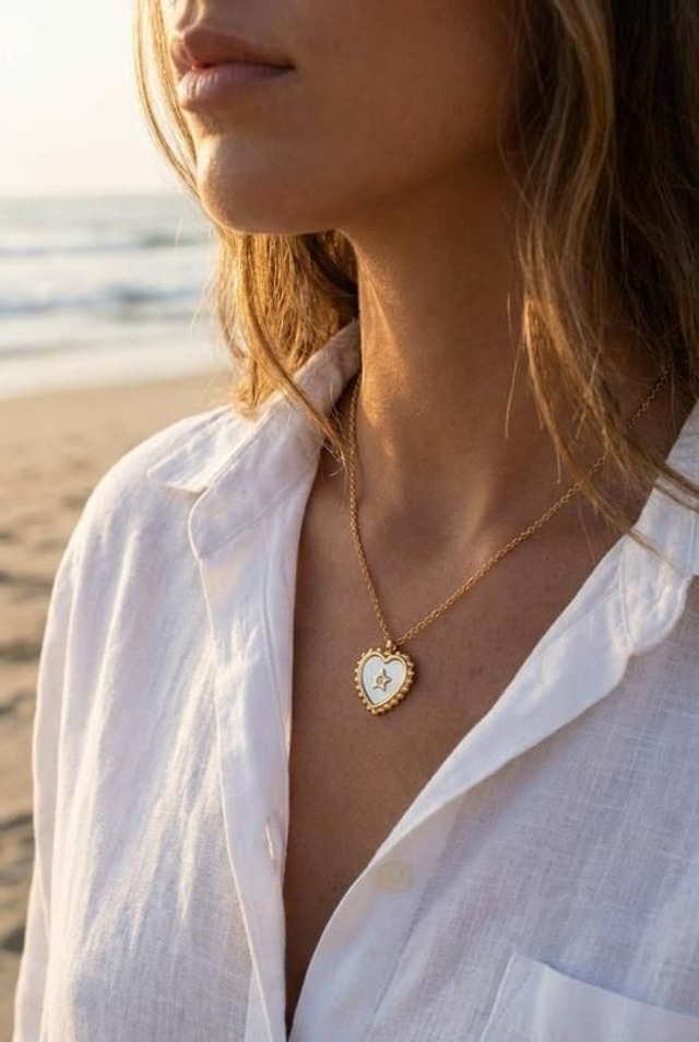 Collier acier Amour nacré 