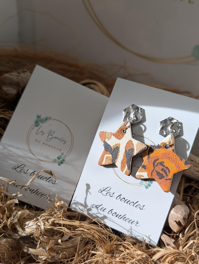 Boucles d'oreilles Petite étoile orange st030