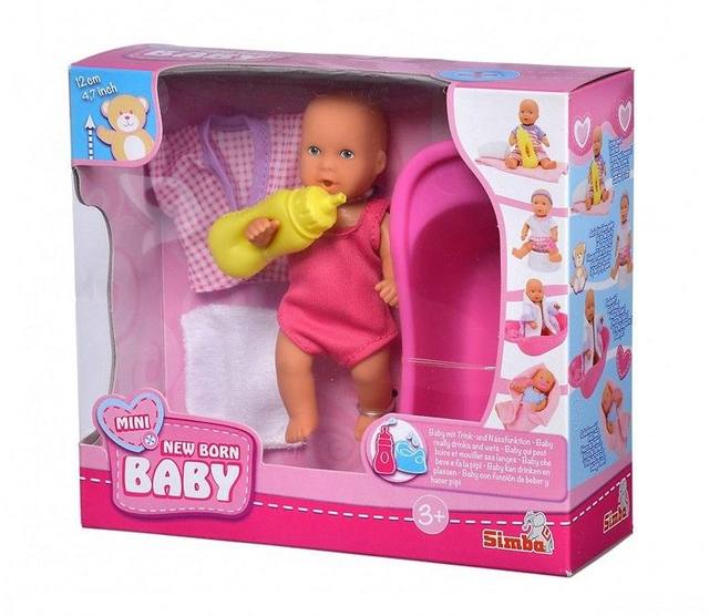 Coffret SIMBA MINI NEW BORN BABY POUPEE 12 CM AVEC FONCTION BOIRE ET URINER