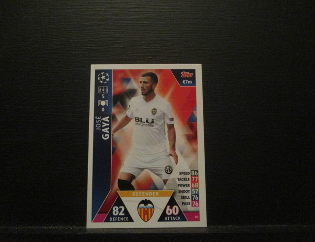 Jose Gaya - UEFA Champions League Match Attax 2018/19 Original Trading Card #58