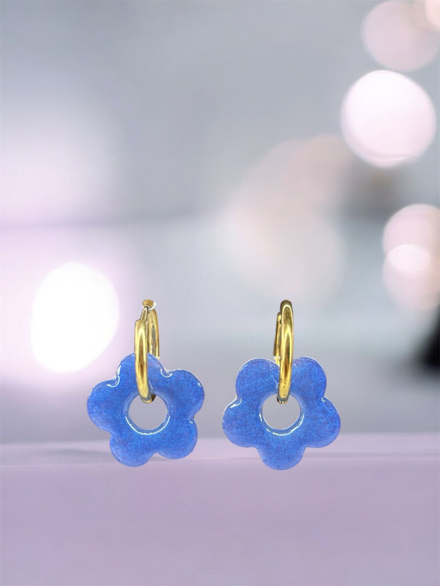 Boucles d'oreilles fleurs résine époxy