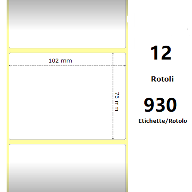 White 102x76mm |  930 Et/Rotolo Z-2000D 4x3x1 Core |  12 Rolls