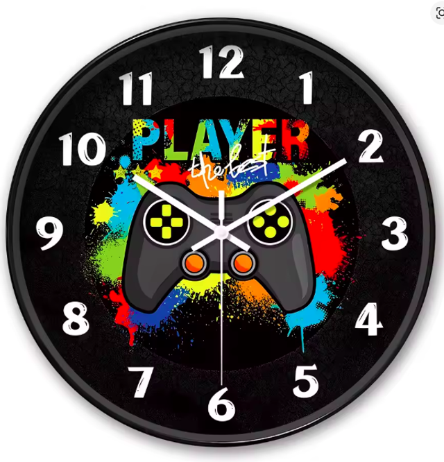 Vintage ronde wandklok van kunststof gaming klok (20cm)