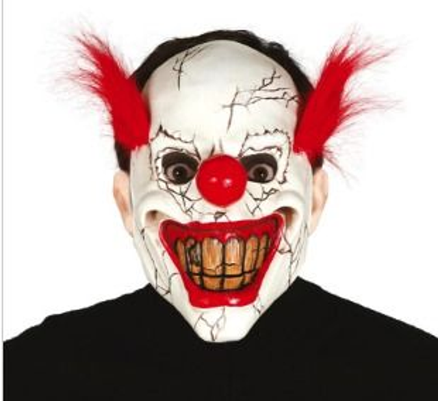 HALLOWEEN ,  2484 MASCHERA PAGLIACCIO VERDE CON CAPPUCCIO LATEX