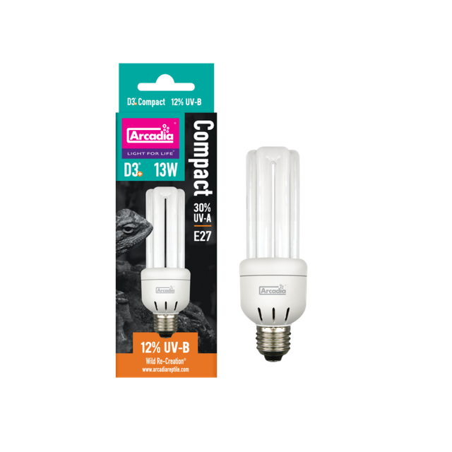Arcadia Mini Triple U D3+ 12% UVB Screw In Compact 13 Watt
