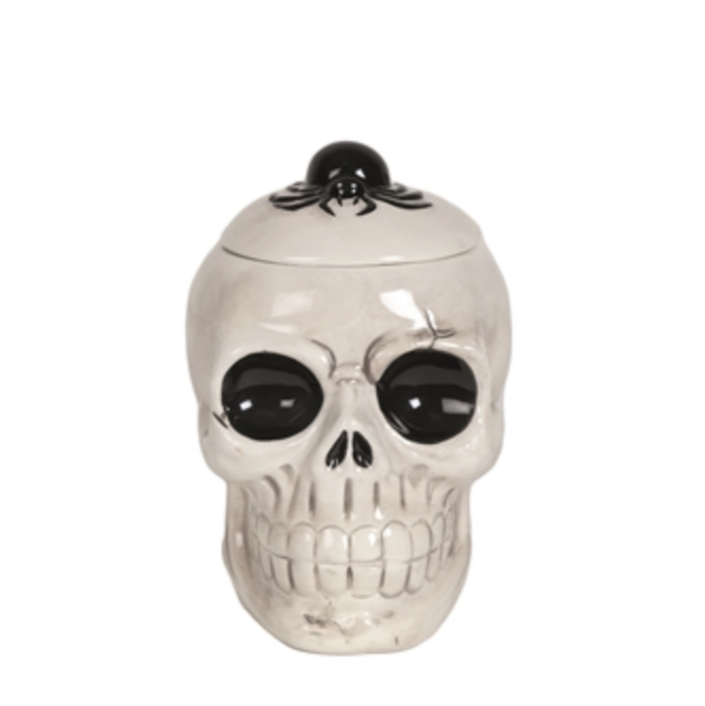White skull &amp; spider tealight wax warmer oil burner 