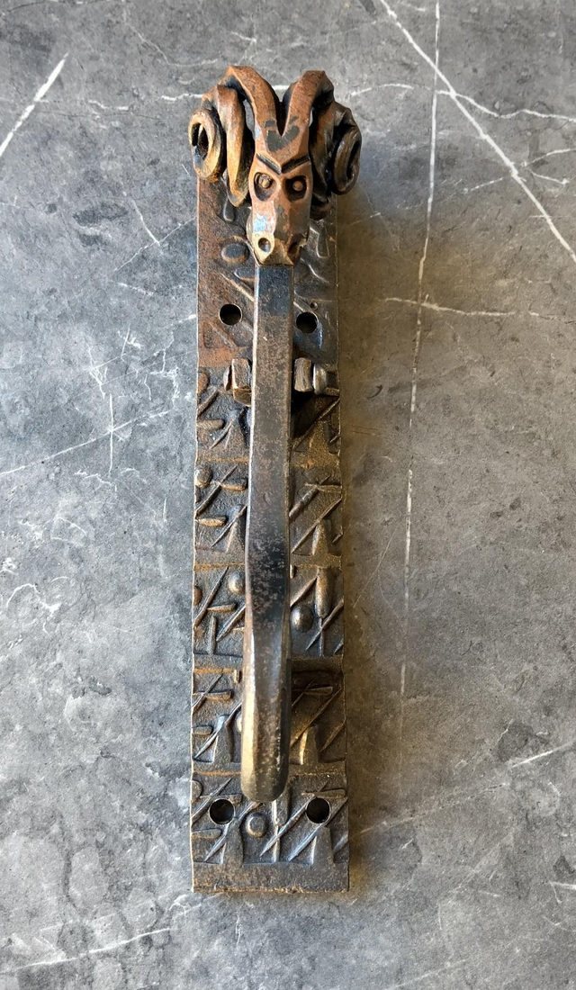 Shropshire's Bearded Blacksmith. Hand forged door knocker.