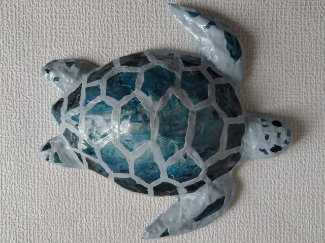 TORTUE DE MER, papier mâché, fait main, décoration ou cadeau unique, 31cm