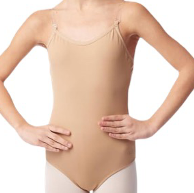 Plume Nude Clear Strap Leotard 