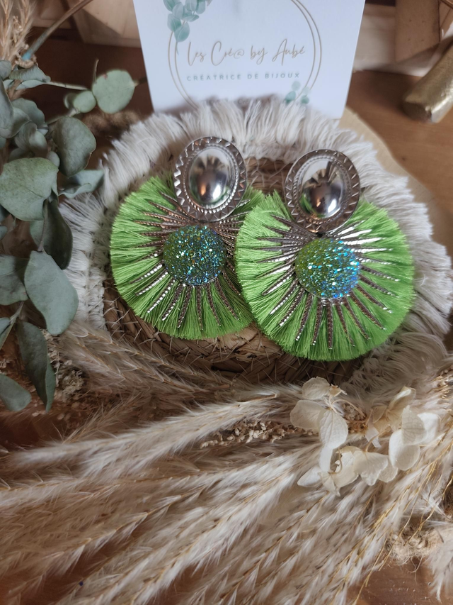 BO BIG BOHEME ETOILE ARGENT/ POMPONS VERT 0001303