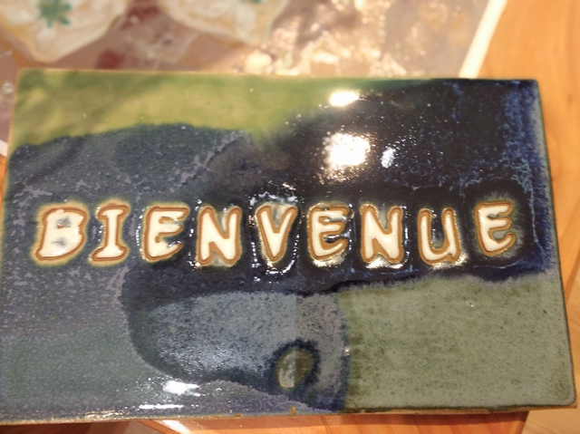  PLAQUE DE MAISON: " Bienvenue" en grès