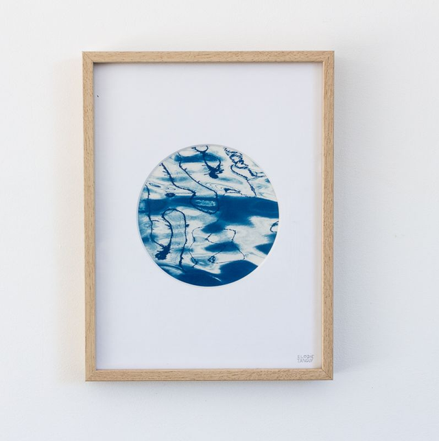 Ondes - Cyanotype encadré - 18x24 cm