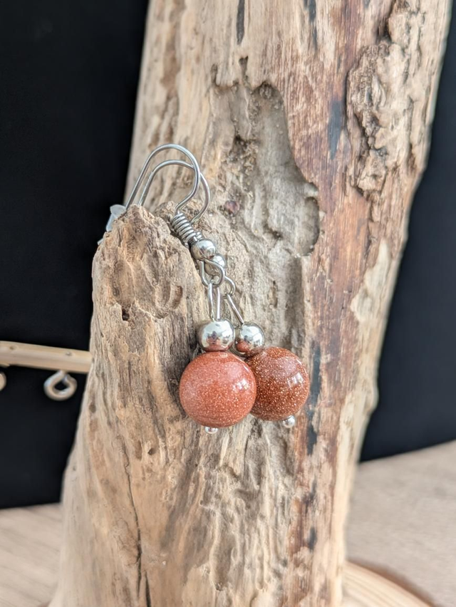 Boucles d'oreilles Pierre de soleil argent S925 