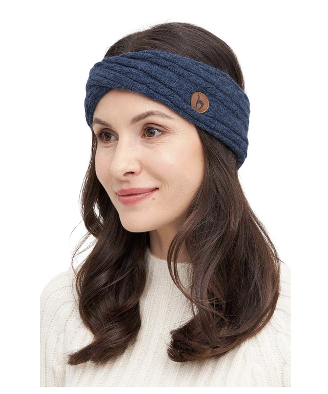 SUAVE TWIST Alpakastirnband – Blau