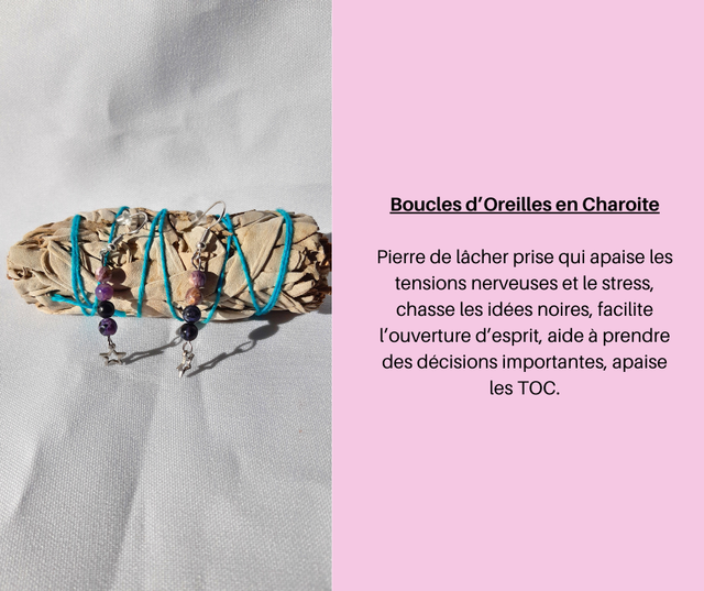 4- Boucles d'Oreilles en Charoite