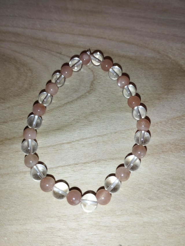 Pierre de soleil et cristal de roche perles de 6 mm