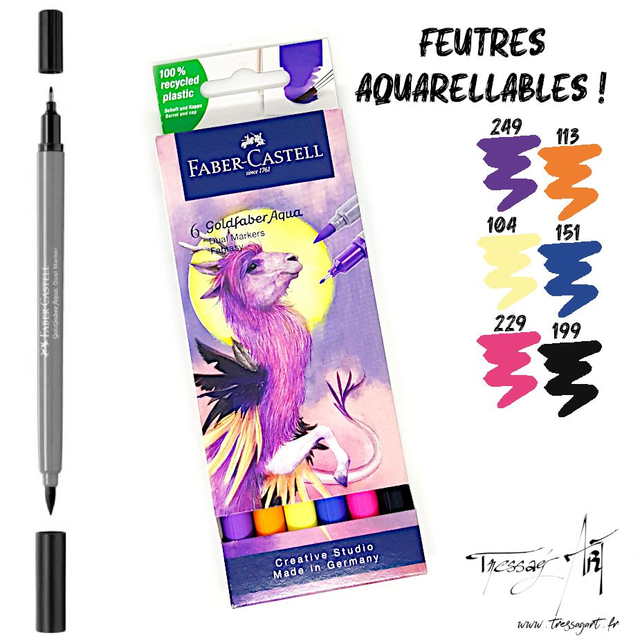 FABER CASTELL - 6 FEUTRES DOUBLE POINTE GOLDFABER AQUA FANTASY - FB096